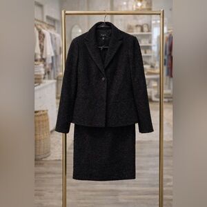 Talbots Shimmering Black Tweed Blazer & Skirt Suit Set Size 2P
